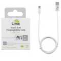 LIME TYPE C LONG USB 2.4A ΦΟΡΤΙΣΗΣ-DATA 1m LUC01 WHITE